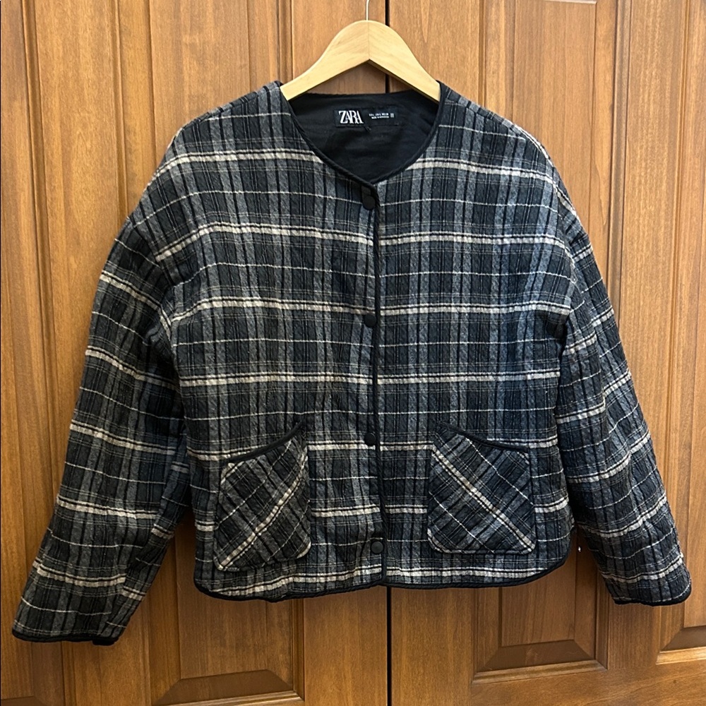 Zara Women's Plaid Bomber Jacket size large